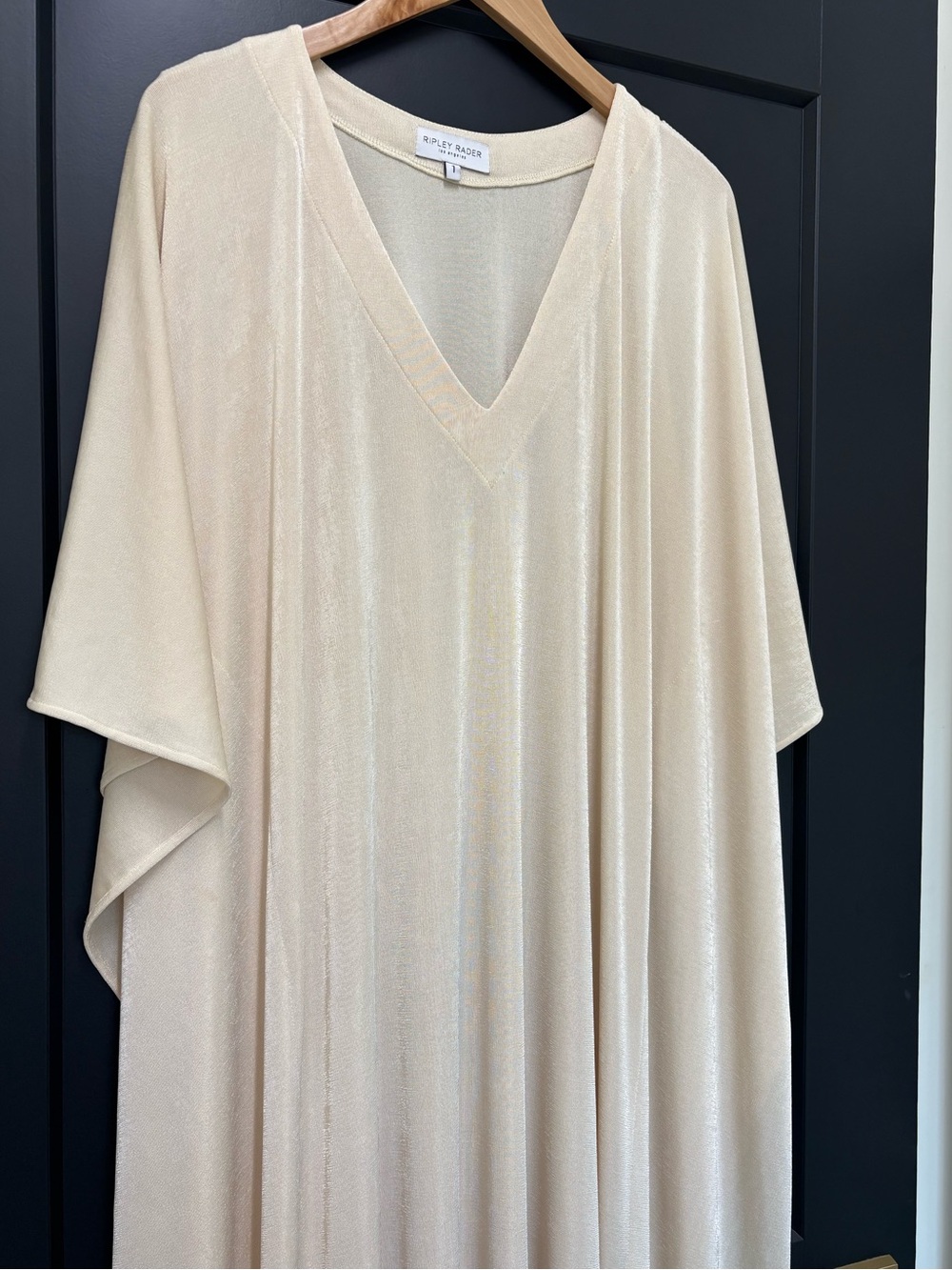 Ripley Rader Los Angeles Champagne Shimmer Caftan Maxi Dress Size 1 small w/flaw - Picture 3 of 11